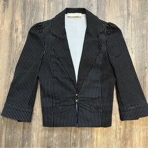 Women’s Pinstripe Jacket Blazer Crop Hook and Eye Closure Size S